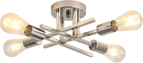 Chrome Metal Modern Ceiling Light Fixture