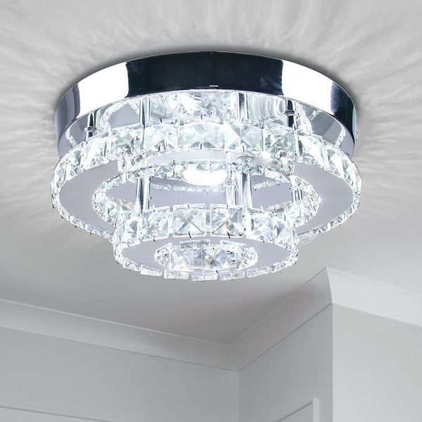 Crystal Flush Mount Chandelier Two-Layered LED Ceiling Light Fixture 1