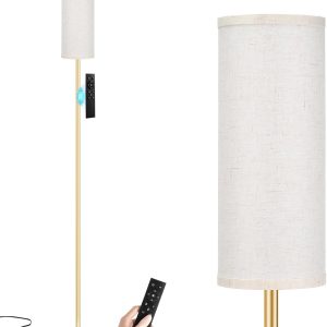 Remote Control and Stepless Dimmable Colors Temperature Modern Floor Lamp biege gold