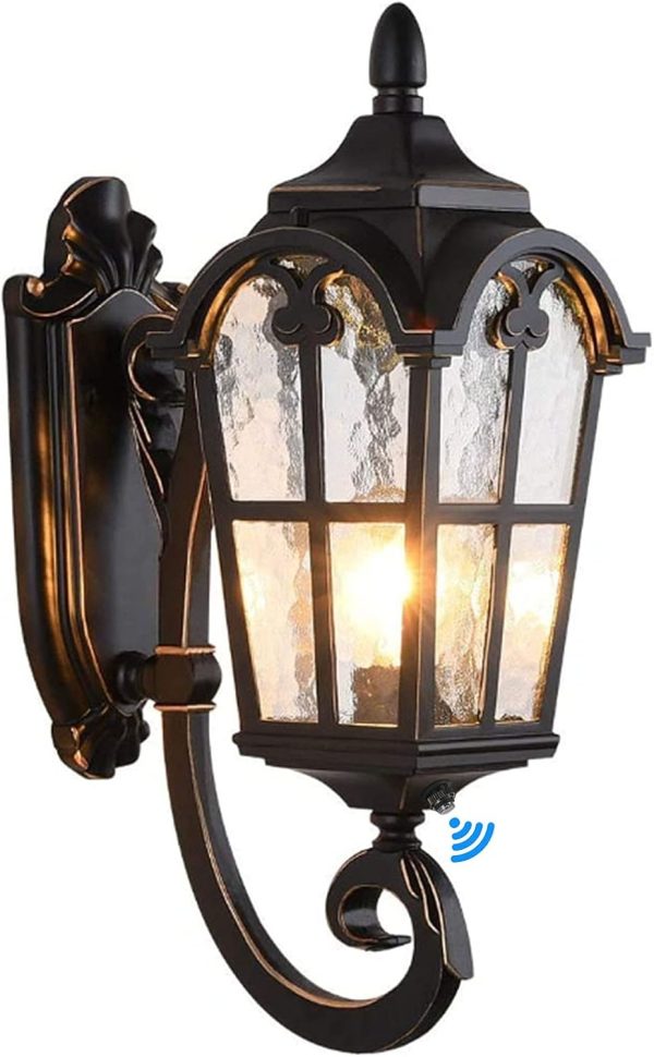 Wall Light Fixtures Black Roman with Dusk to Dawn Sensor